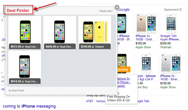 deal-finder-ads-popup-screenshot