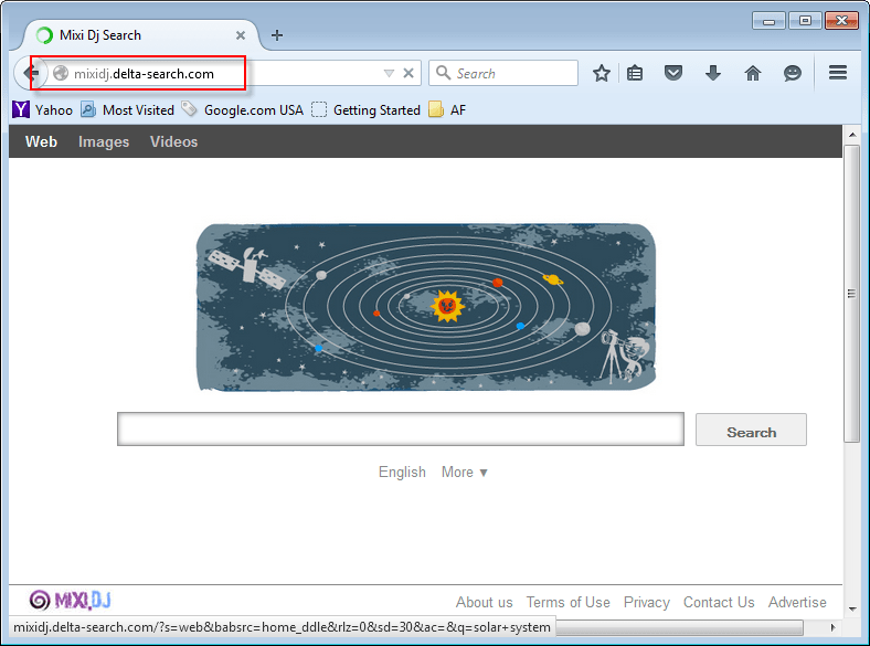 Mixidj.delta-search.com Search Bar Screenshot
