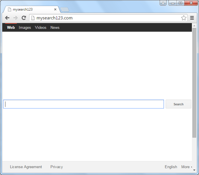 Mysearch123.com Search Bar screenshot