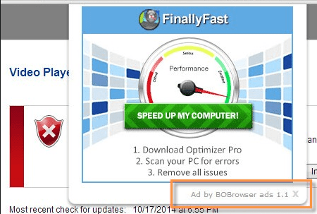 Ads by BoBrowser Popup Screenshot
