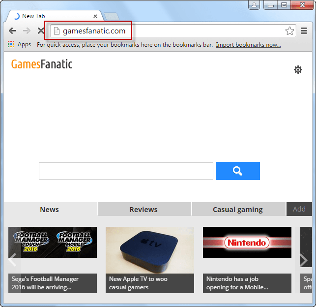 Gamesfanatic.com Search Bar Screenshot