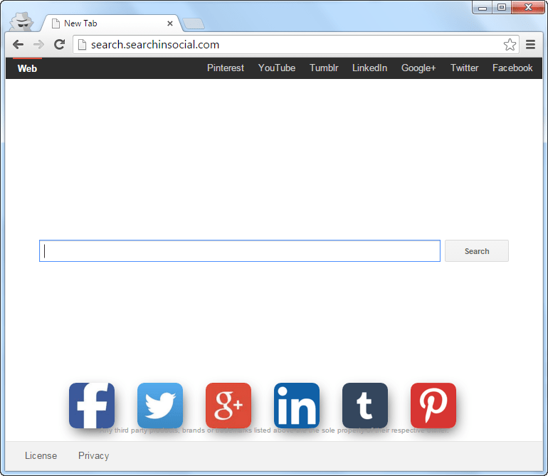 Search.searchinsocial.com Search Bar Screenshot