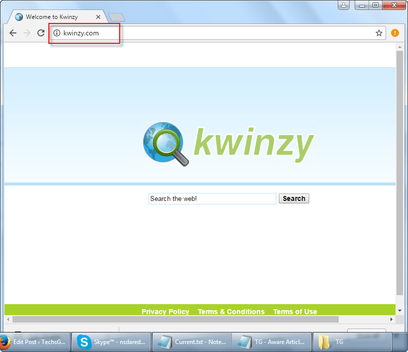 Kwinzy.com Search Bar