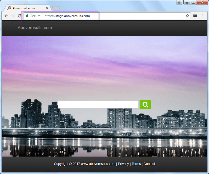 Stage.aboveresults.com Search Bar