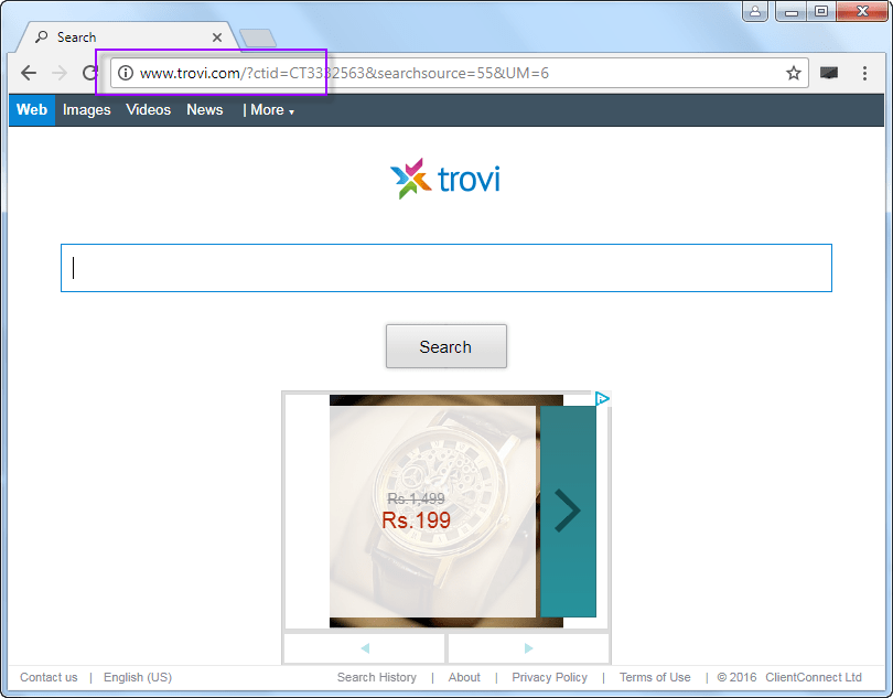 www-search.net redirect to trovi homepage