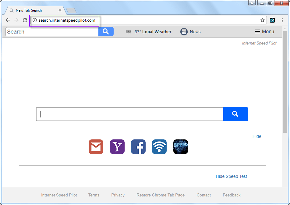 Search.internetspeedpilot.com search bar