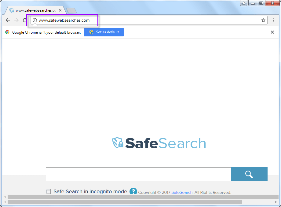 Safewebsearches.com search bar