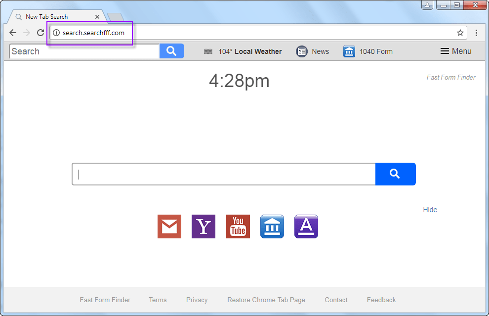 remove Search.searchfff.com search bar