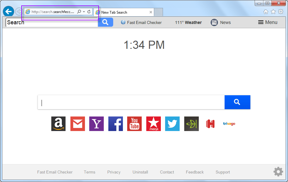 Remove Searchfecc.com Fast Email Checker Search Bar