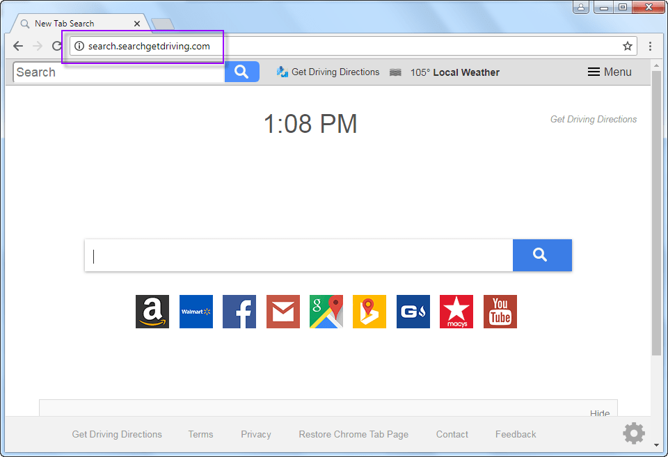 Remove Search.searchgetdriving.com search bar