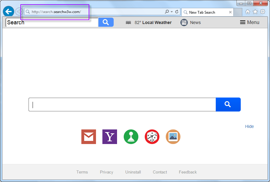 Get rid of Search.searchw3w.com search bar