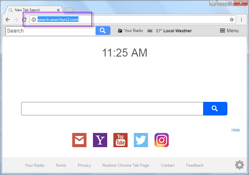 How can remove Search.searchyrs2.com search bar