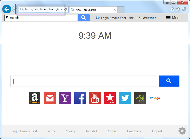 remove Searchlef.com search bar