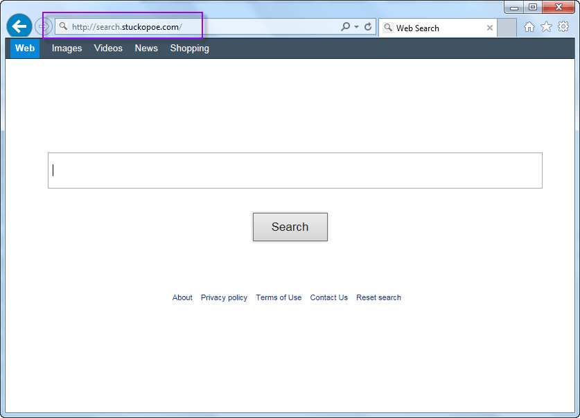 How to remove Search.stuckopoe.com search bar