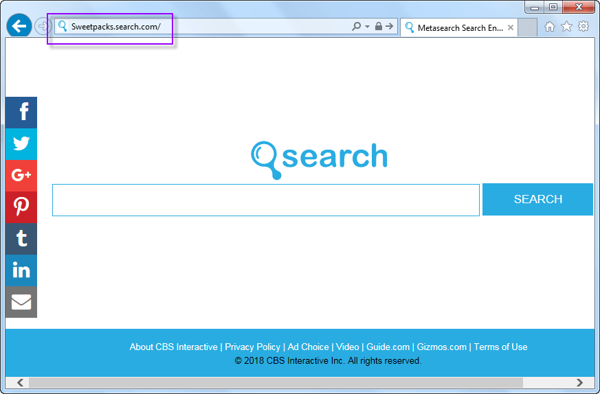 Sweetpacks.search.com search bar
