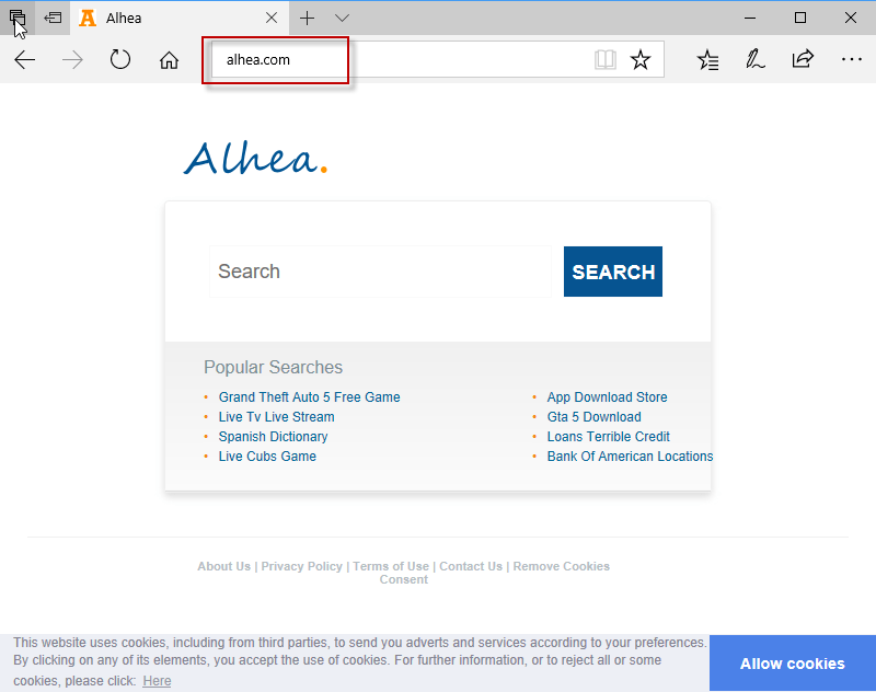 Alhea.com search bar removal