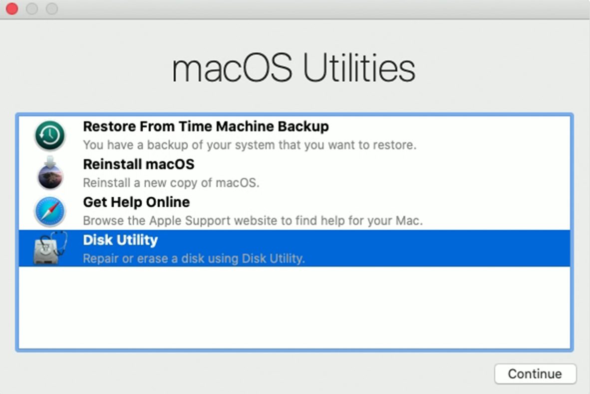 select disk utility