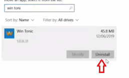 uninstall win tonic